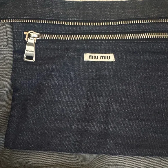 Miu Miu Denim and White Logo Tote Bag - Picture 3 of 8